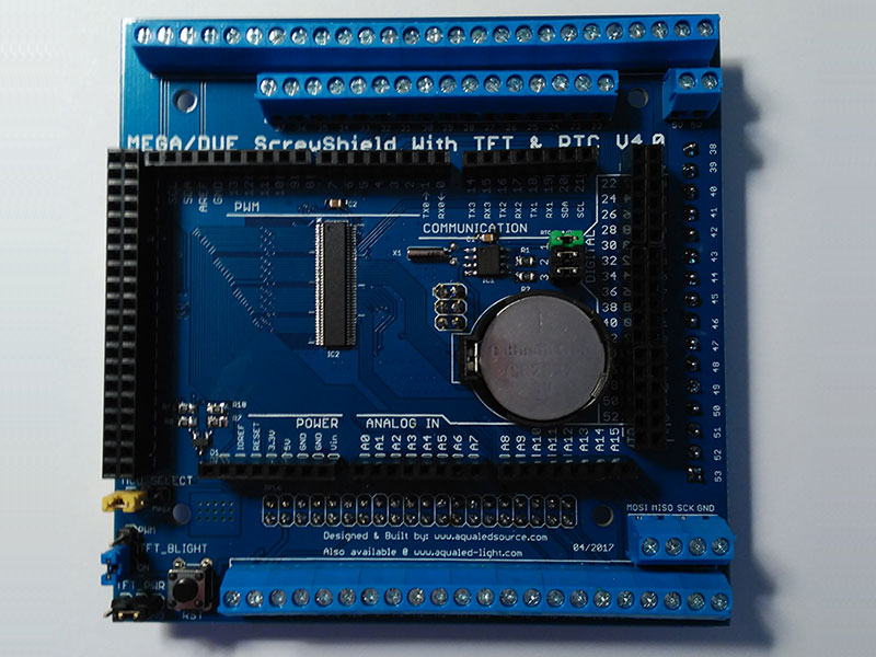 Arduino Due - Mega Screw Shield with TFT connector and RTC